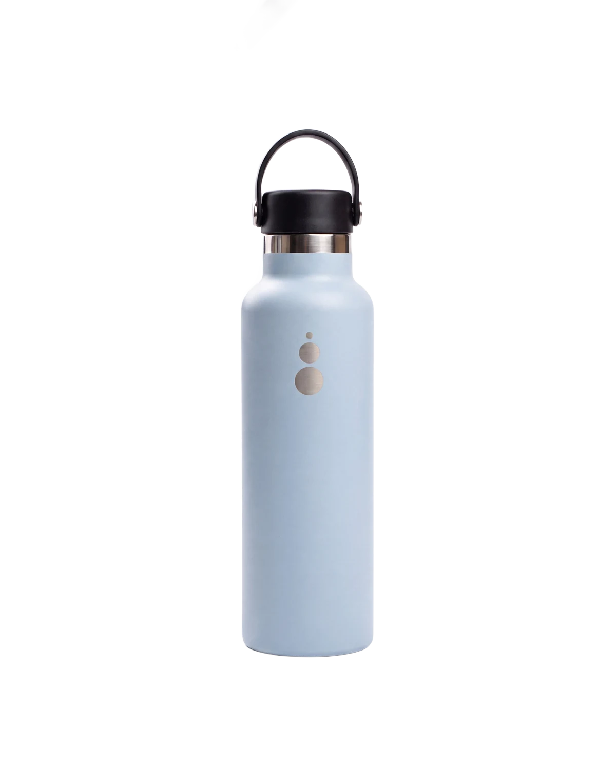 Botella térmica WaterGo en acabado Blue, un azul claro y mate, fotografía de estudio.