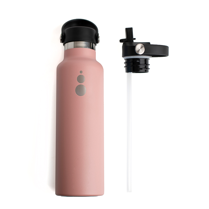 WaterGo 600 en acabado Pink, junto a su tapón de pajita.
